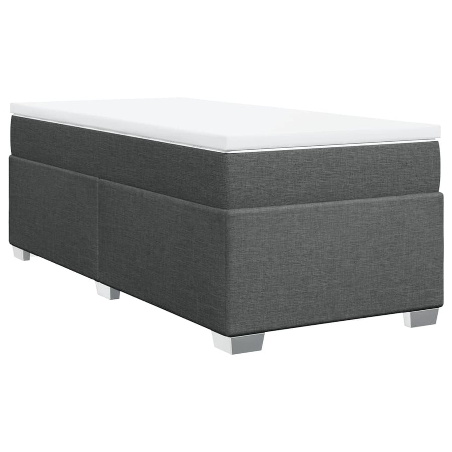 Boxspring met matras stof donkergrijs 90x200 cm