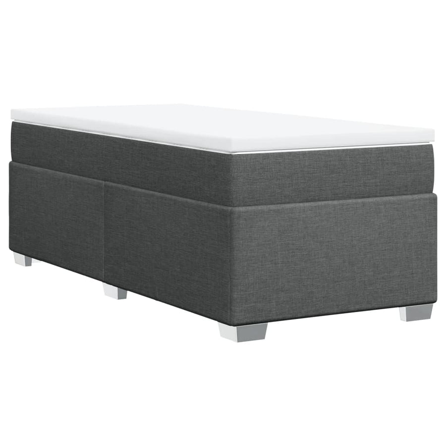 Boxspring met matras stof donkergrijs 90x200 cm