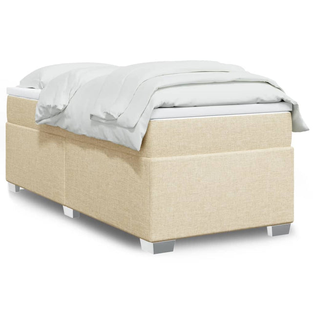 Boxspring met matras stof crèmekleurig 90x200 cm