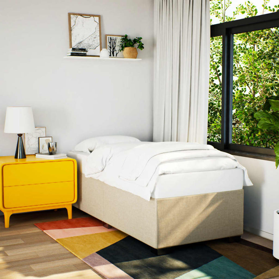 Boxspring met matras stof crèmekleurig 100x200 cm