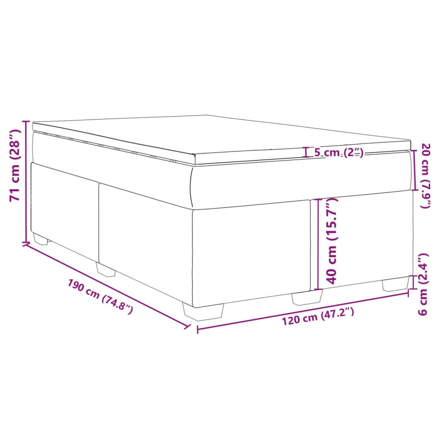 Boxspring met matras stof lichtgrijs 120x190 cm