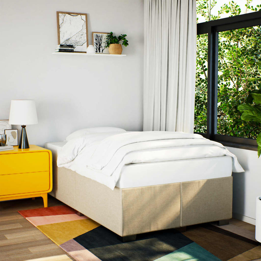 Boxspring met matras stof crèmekleurig 120x190 cm