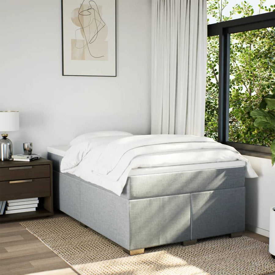 Boxspring met matras stof lichtgrijs 120x200 cm