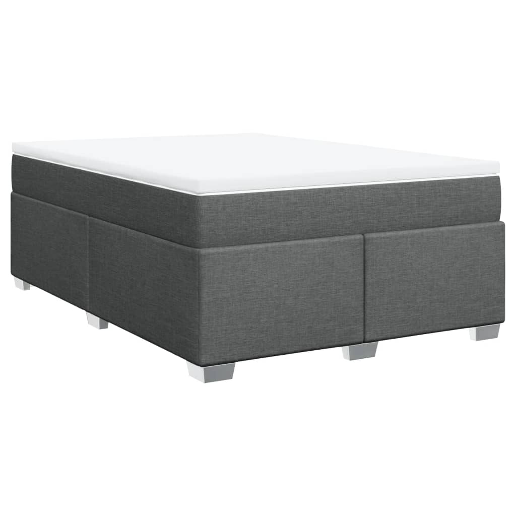Boxspring met matras stof donkergrijs 140x190 cm