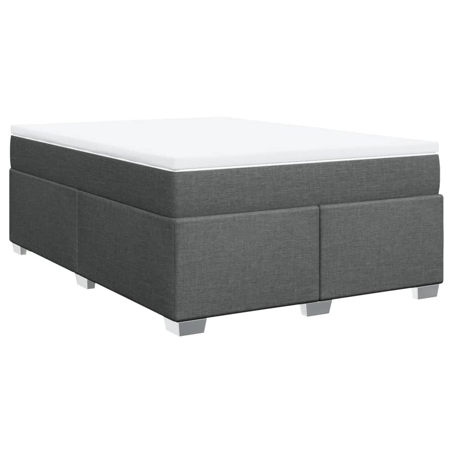 Boxspring met matras stof donkergrijs 140x190 cm