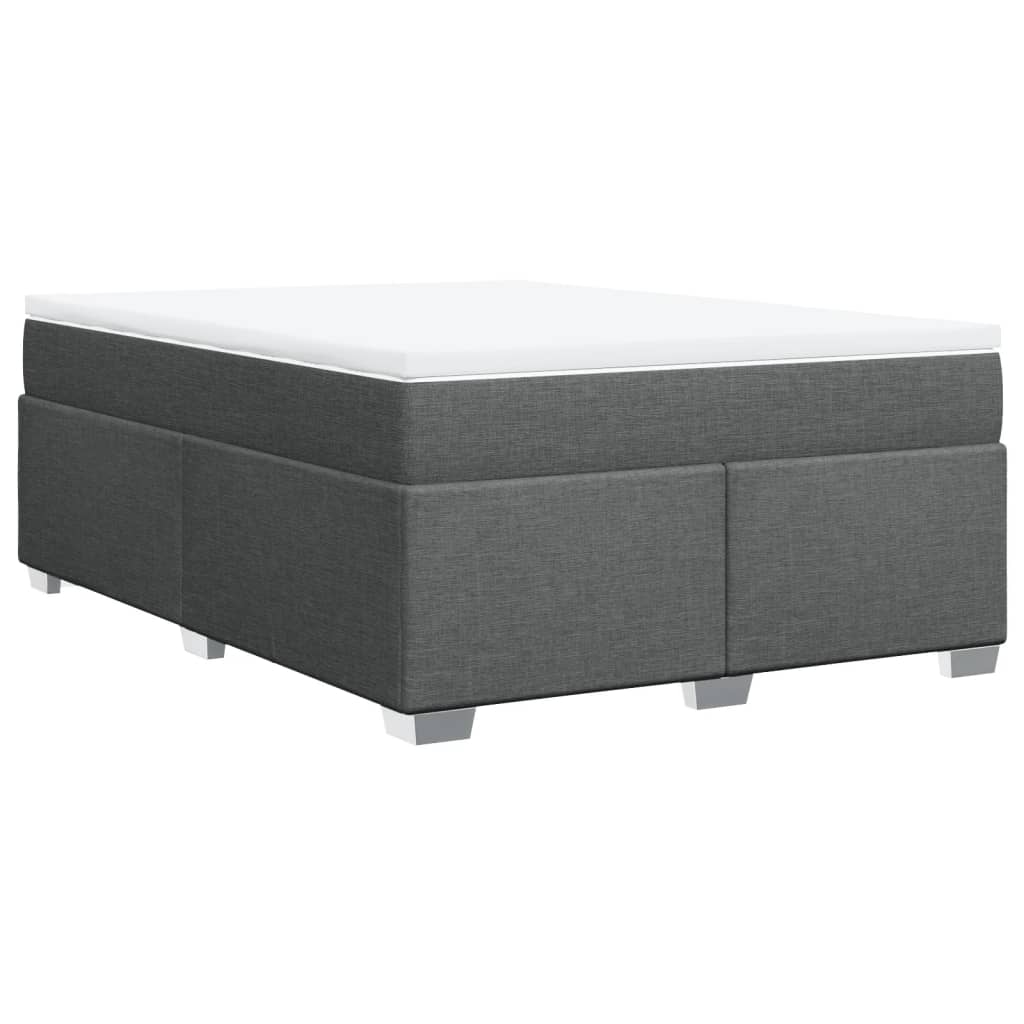 Boxspring met matras stof donkergrijs 140x190 cm