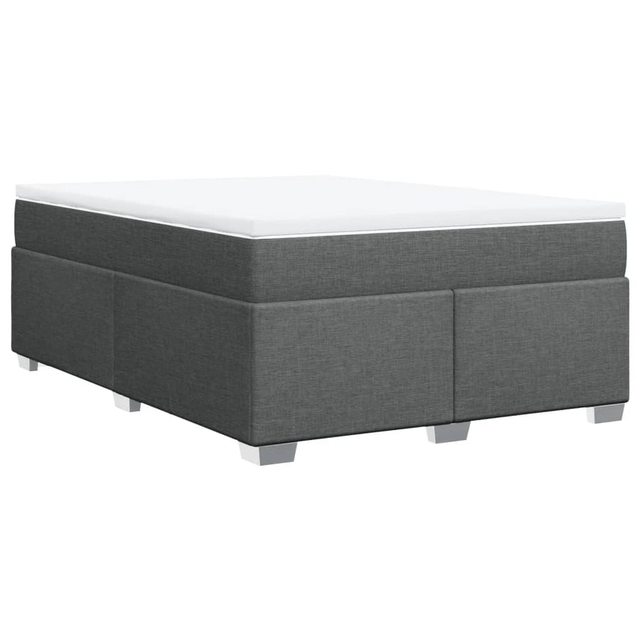 Boxspring met matras stof donkergrijs 140x190 cm