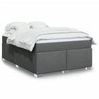 Box spring with mattress fabric dark grey 140x190 cm