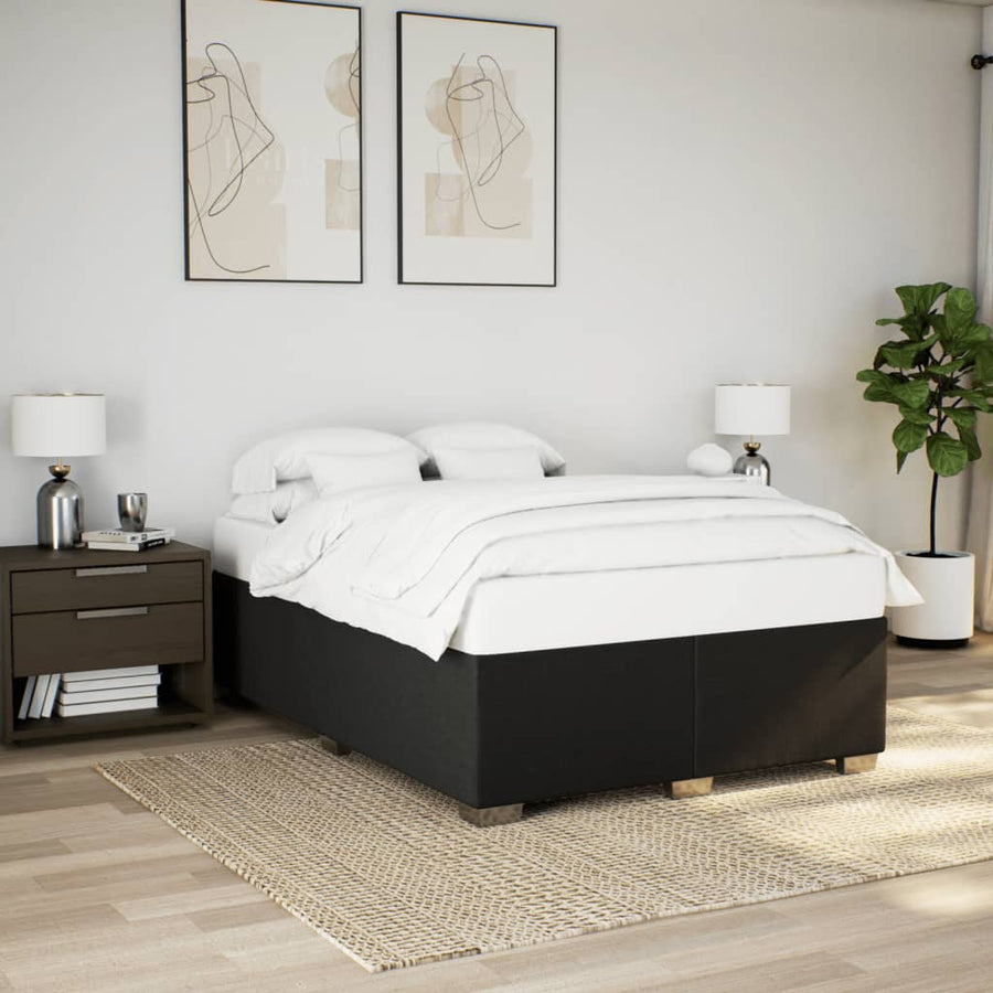 Boxspring met matras stof zwart 140x190 cm