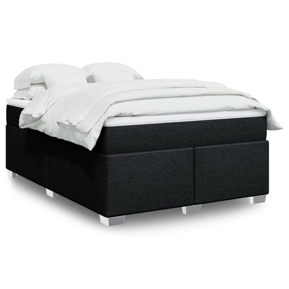 Boxspring met matras stof zwart 140x190 cm