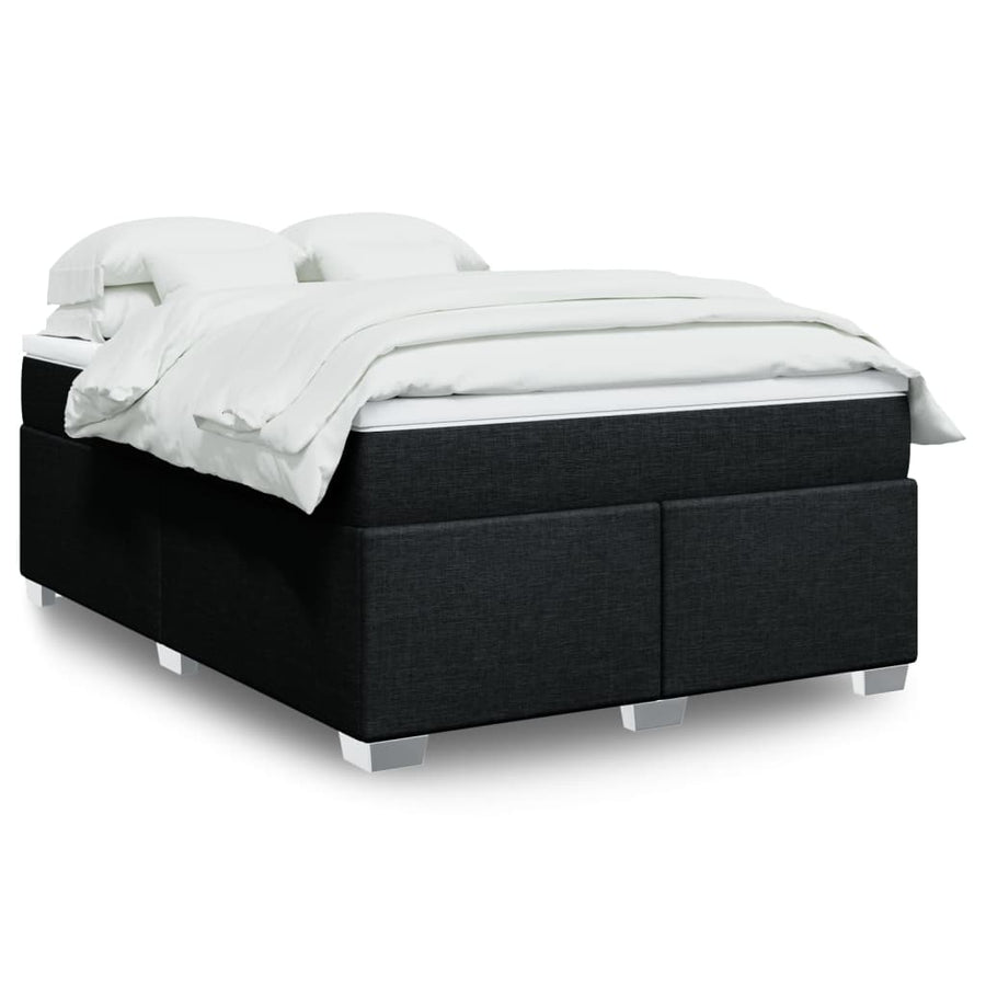 Boxspring met matras stof zwart 140x190 cm