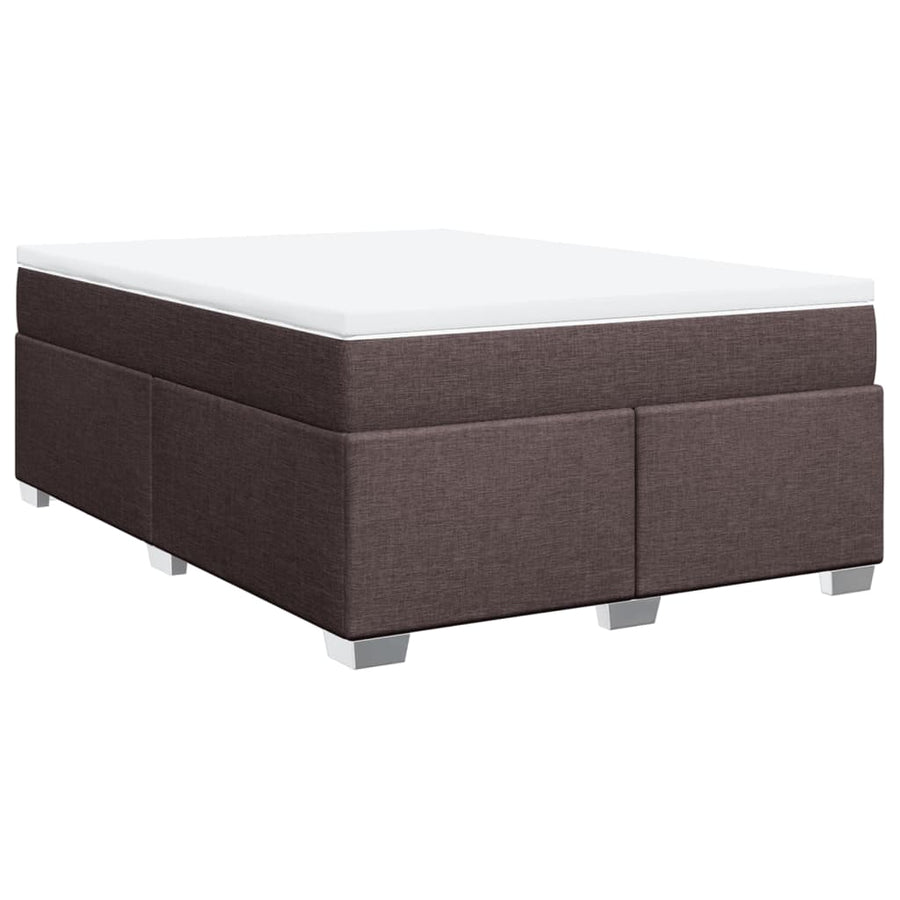 Boxspring met matras stof donkerbruin 140x190 cm