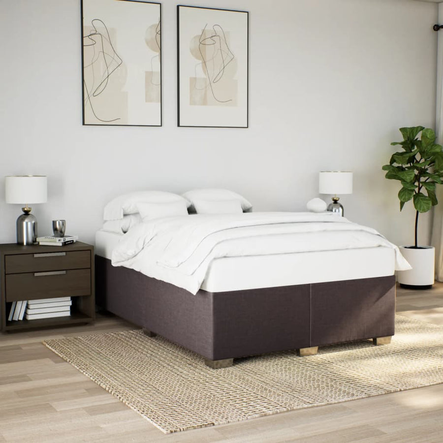 Boxspring met matras stof donkerbruin 140x190 cm