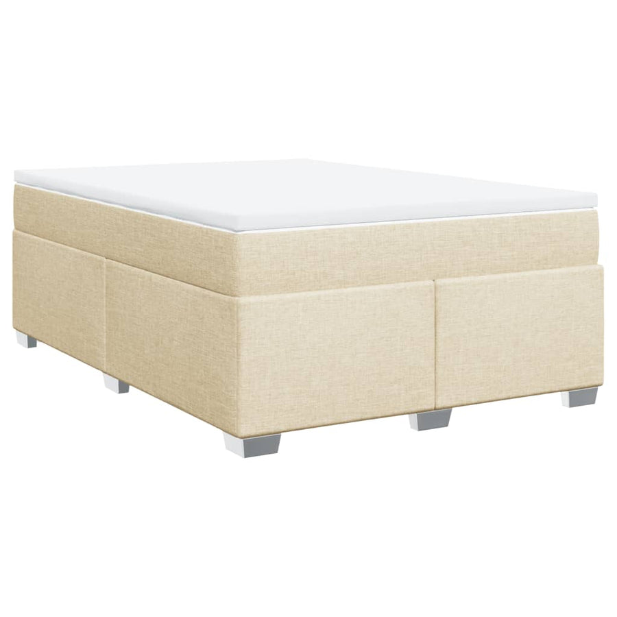 Boxspring met matras stof crèmekleurig 140x190 cm