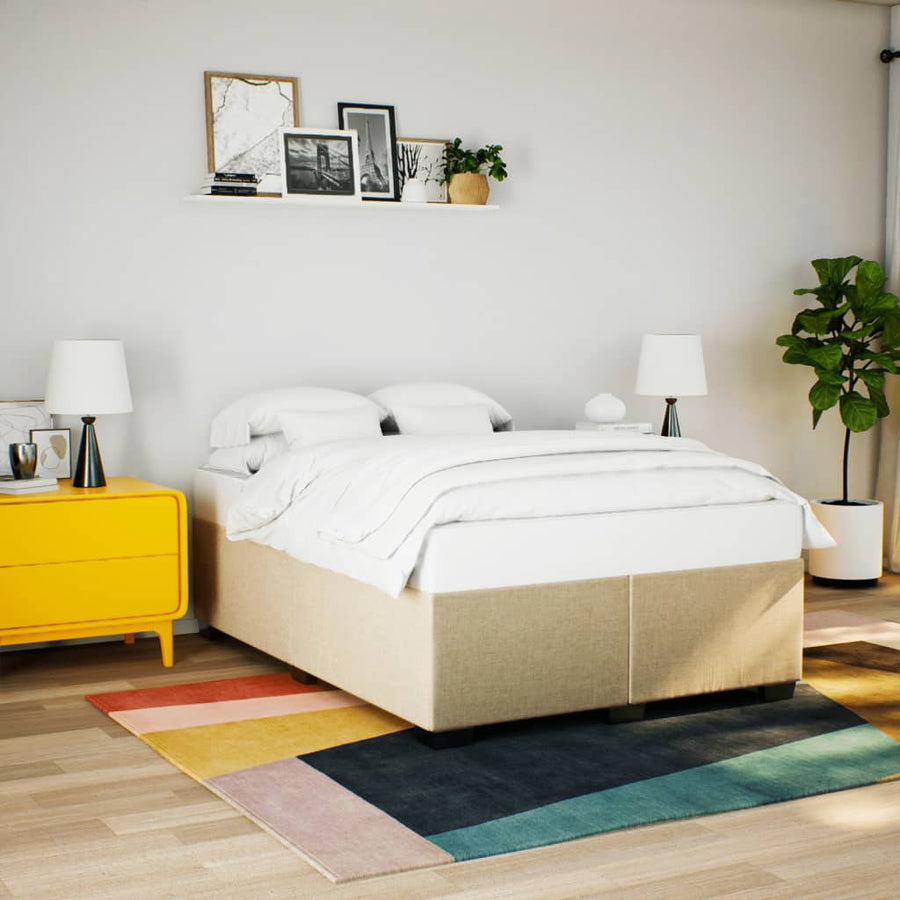Boxspring met matras stof crèmekleurig 140x190 cm