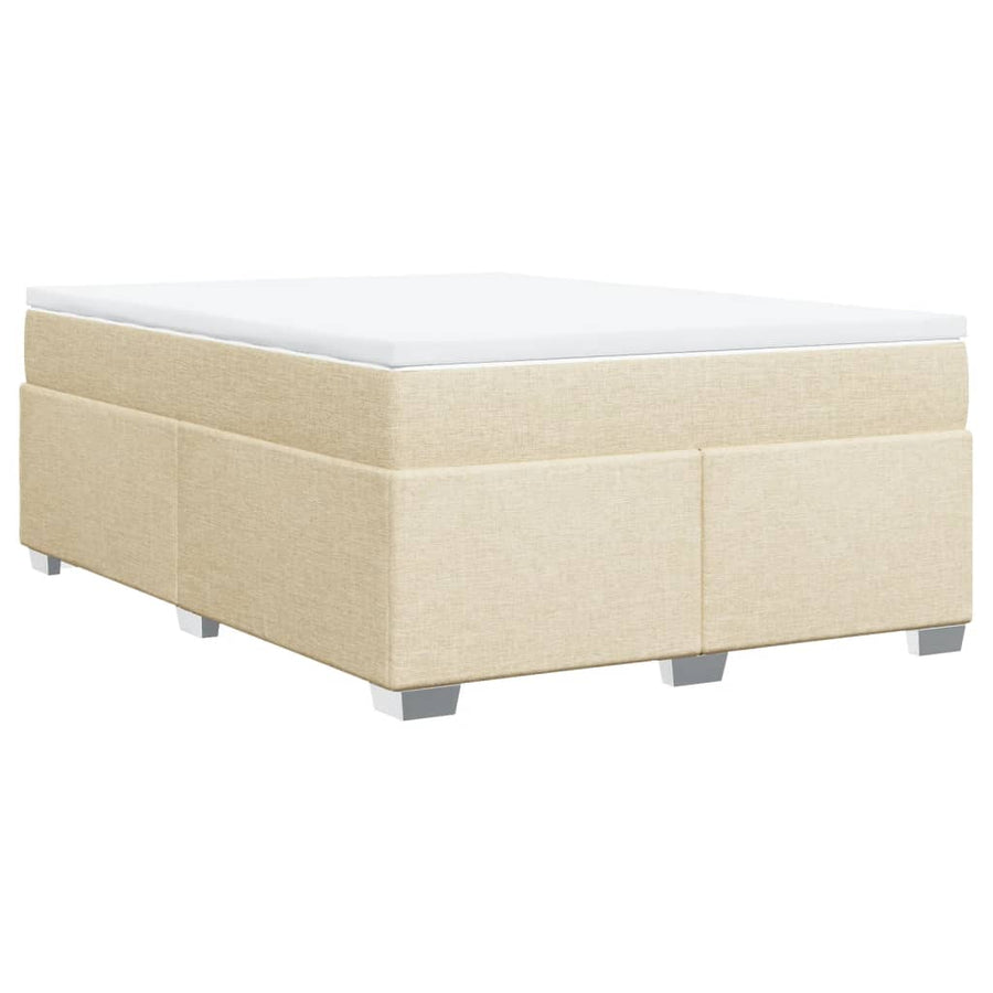 Boxspring met matras stof crèmekleurig 140x190 cm