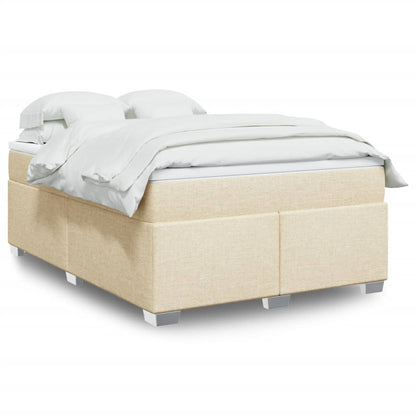Boxspring met matras stof crèmekleurig 140x190 cm