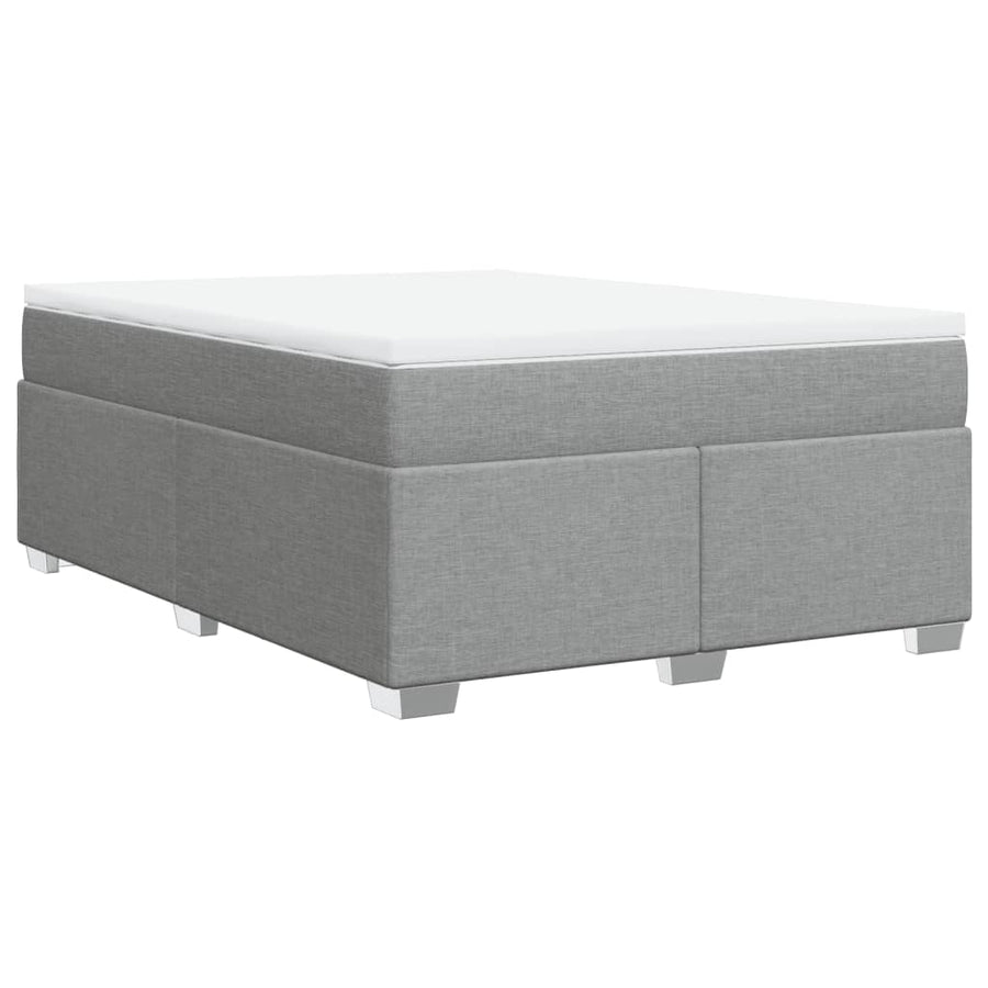 Boxspring met matras stof lichtgrijs 140x200 cm