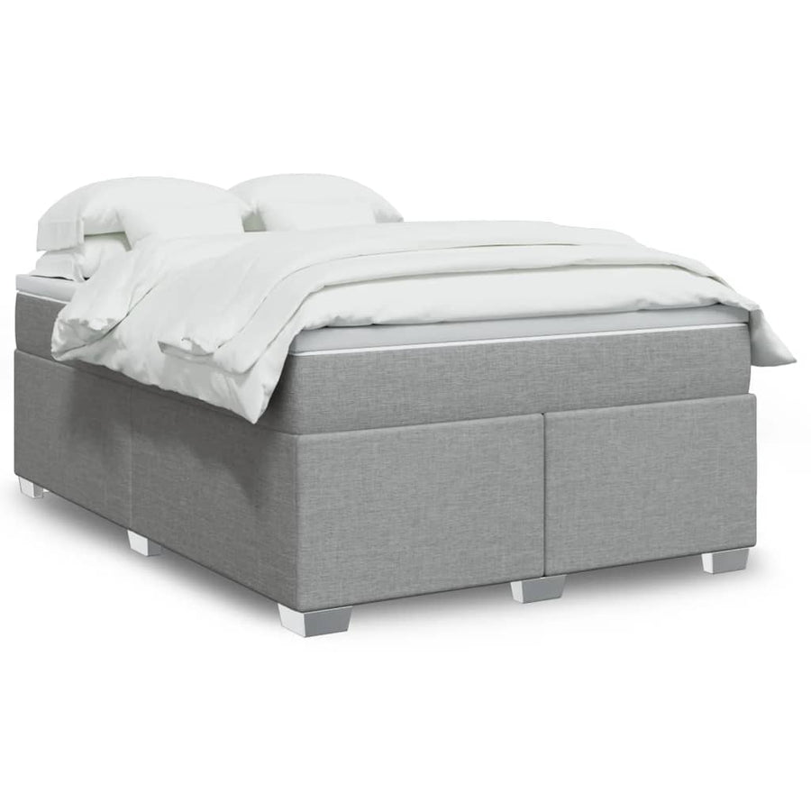 Boxspring met matras stof lichtgrijs 140x200 cm