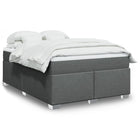 Dark grey fabric box spring with mattress 140x200 cm