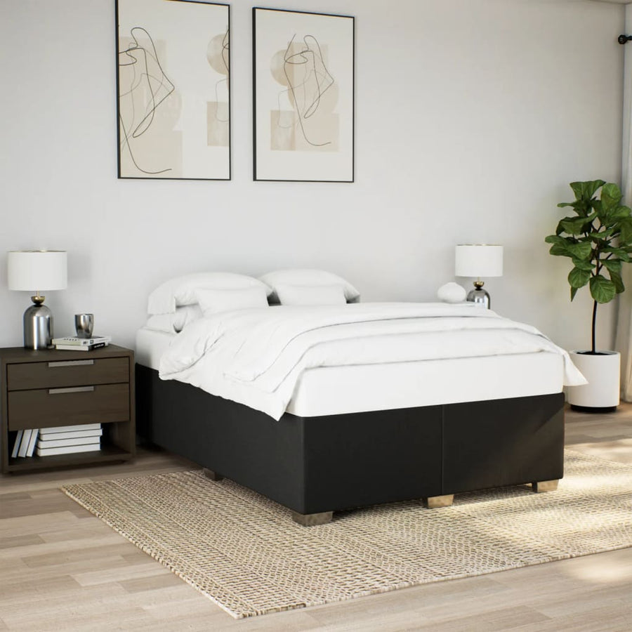 Boxspring met matras stof zwart 140x200 cm