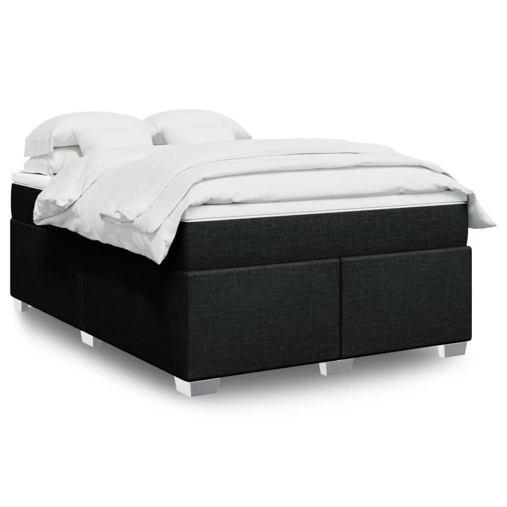 Boxspring met matras stof zwart 140x200 cm