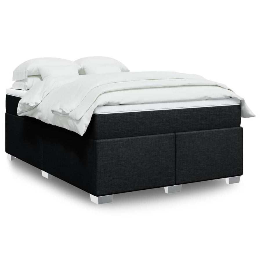 Boxspring met matras stof zwart 140x200 cm