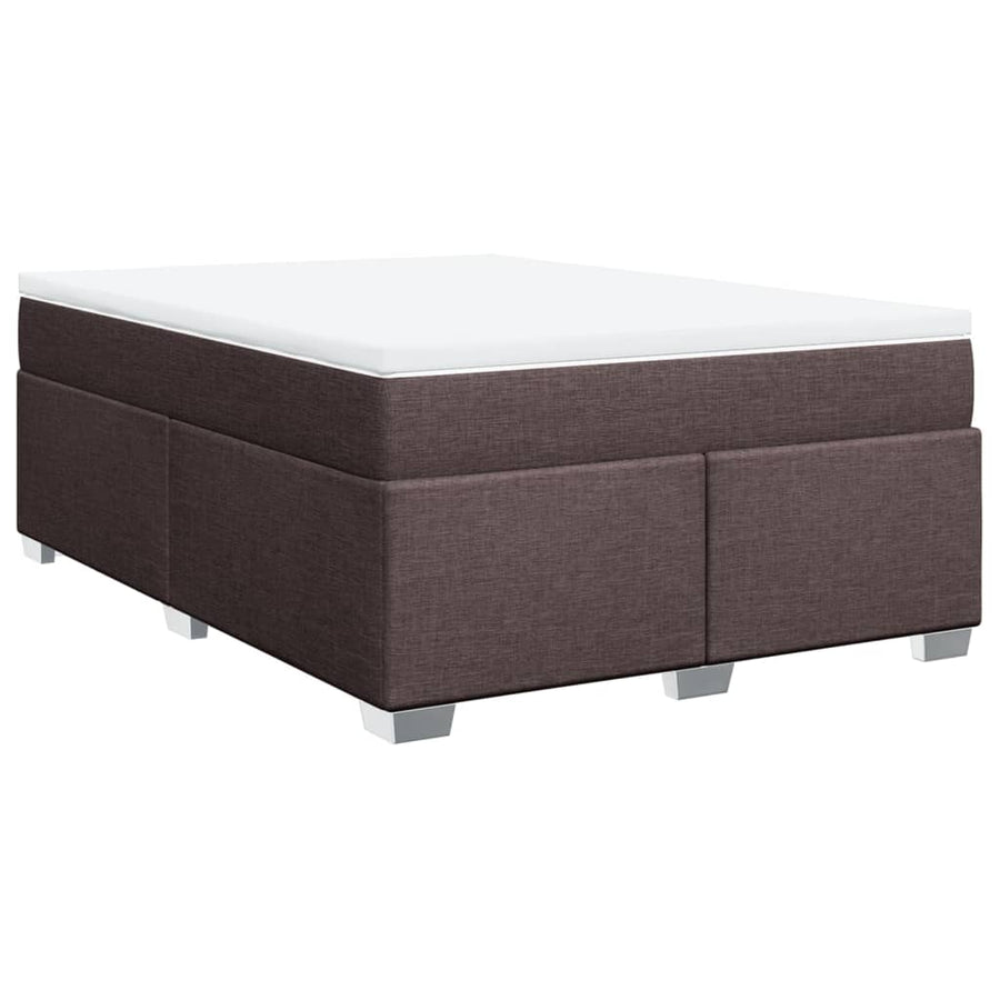 Boxspring met matras stof donkerbruin 140x200 cm