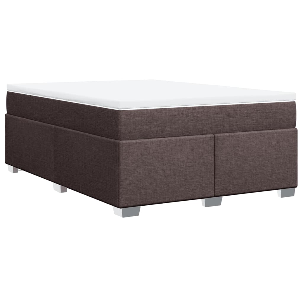 Boxspring met matras stof donkerbruin 140x200 cm