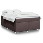 Box spring bed with dark brown fabric mattress 140x200 cm