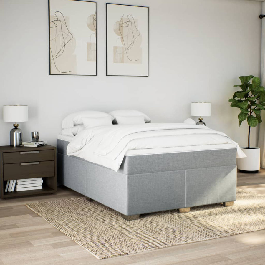 Boxspring met matras stof lichtgrijs 160x200 cm