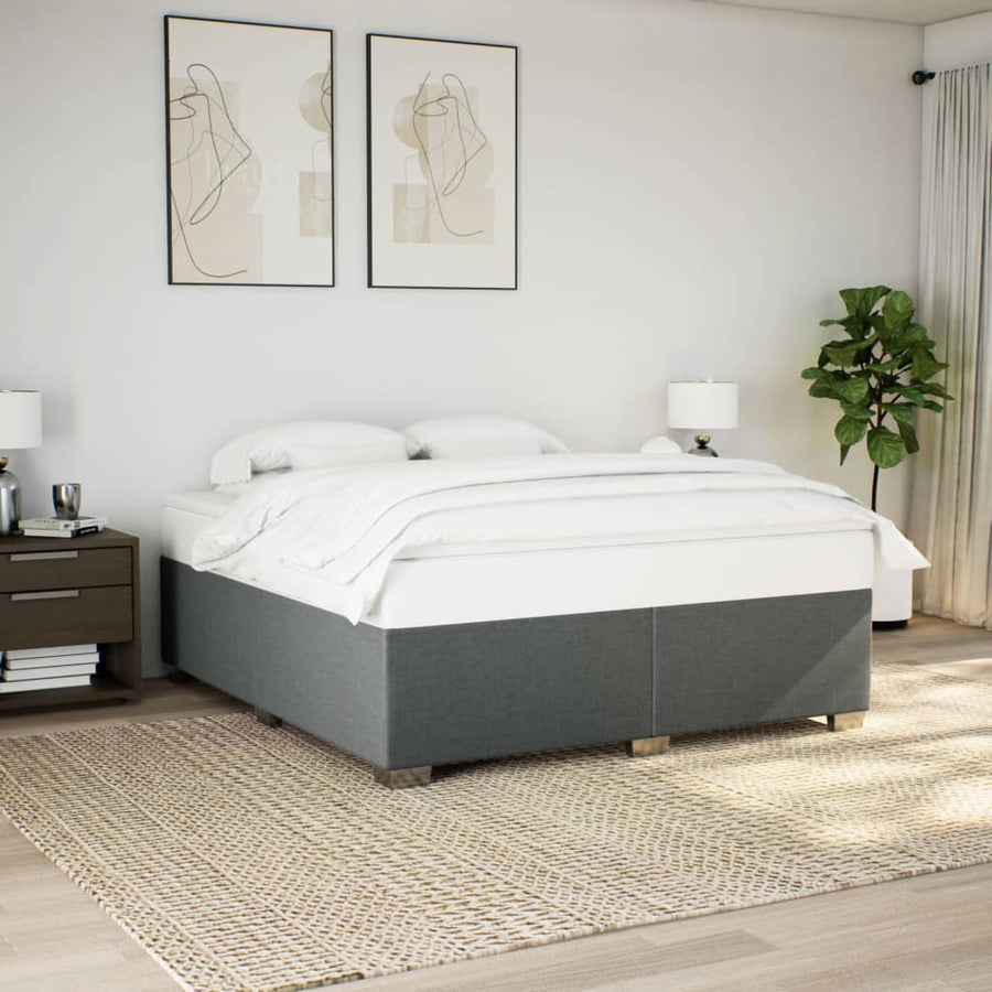 Boxspring met matras stof donkergrijs 180x200 cm