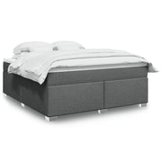 Box spring with dark grey fabric mattress 180x200 cm