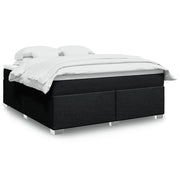 Box spring with mattress, black fabric, 180x200 cm