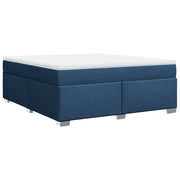 Box spring with fabric mattress blue 180x200 cm