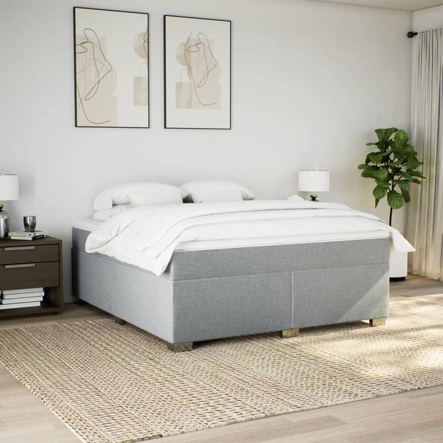 Boxspring met matras stof lichtgrijs 200x200 cm