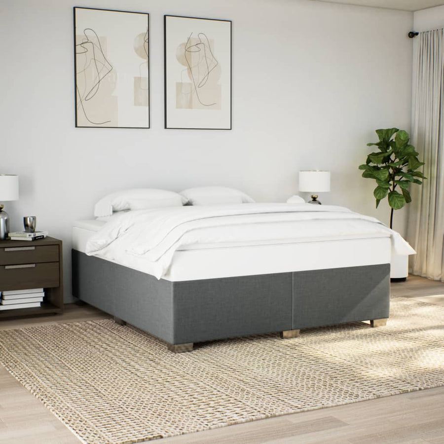 Boxspring met matras stof donkergrijs 200x200 cm