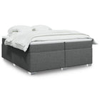 Box spring with dark gray fabric mattress 200x200 cm