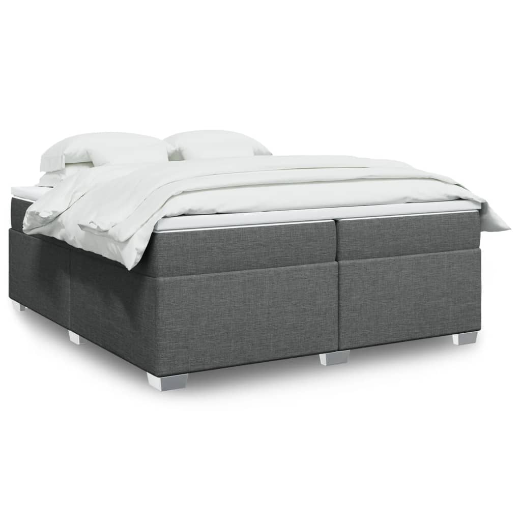 Boxspring met matras stof donkergrijs 200x200 cm