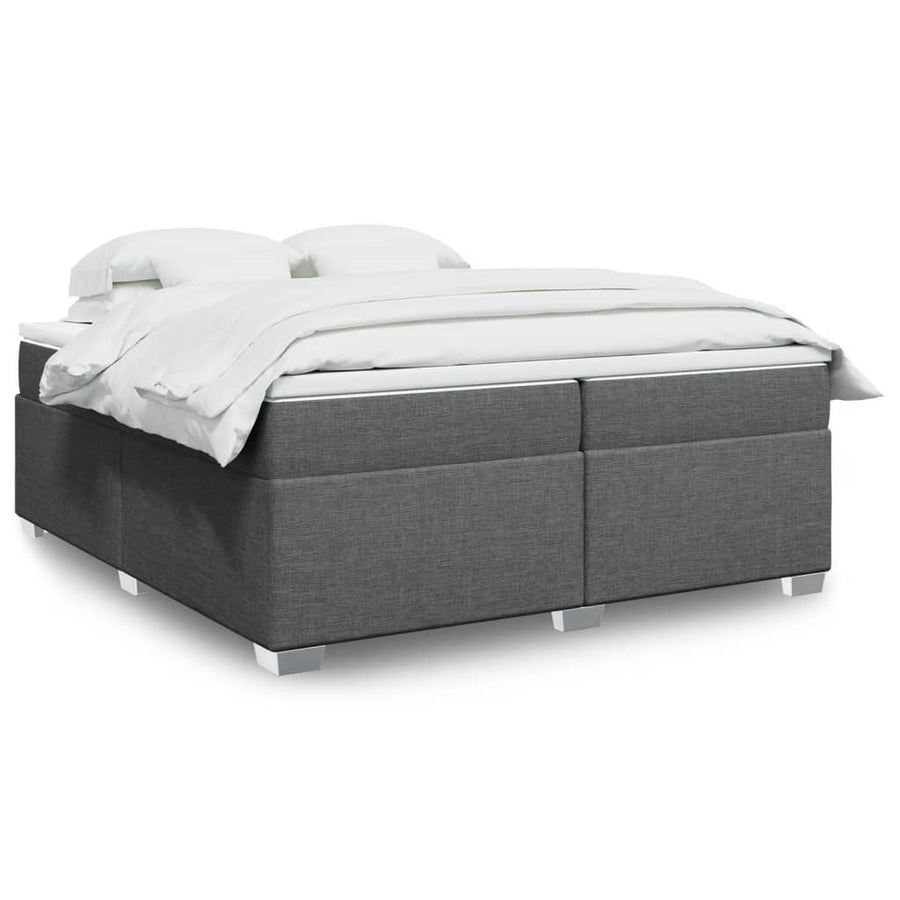 Boxspring met matras stof donkergrijs 200x200 cm