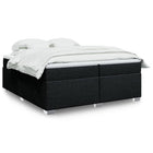 Box spring bed with mattress fabric black 200x200 cm