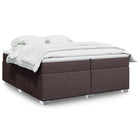 Box spring with dark brown fabric mattress 200x200 cm
