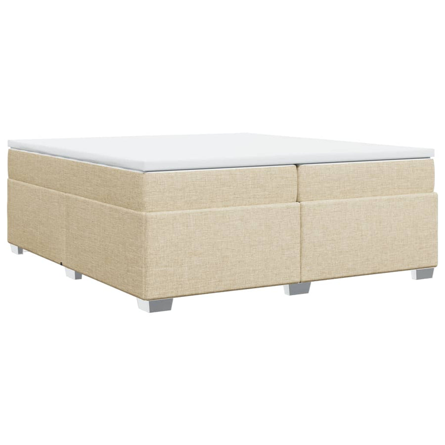 Boxspring met matras stof crèmekleurig 200x200 cm