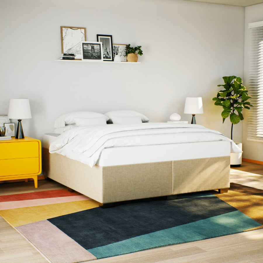 Boxspring met matras stof crèmekleurig 200x200 cm