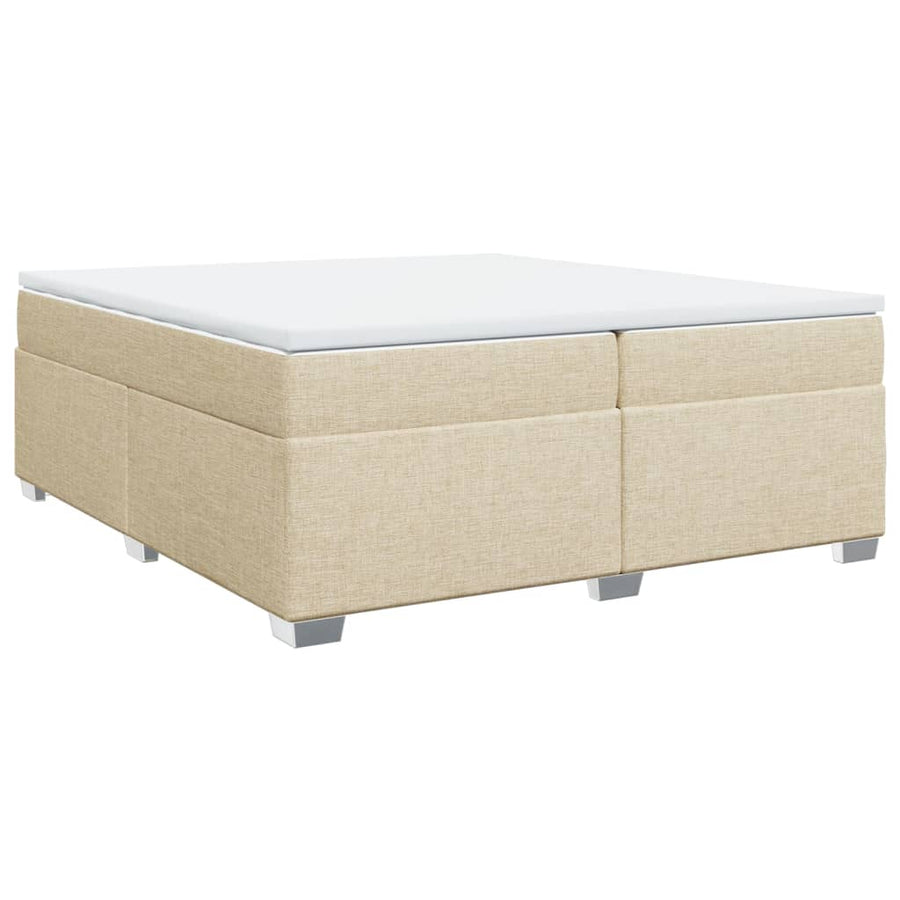 Boxspring met matras stof crèmekleurig 200x200 cm