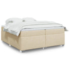 Box spring with fabric mattress cream-coloured 200x200 cm