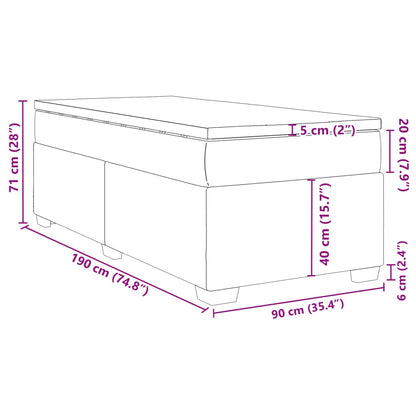 Boxspring met matras stof donkergrijs 90x190 cm