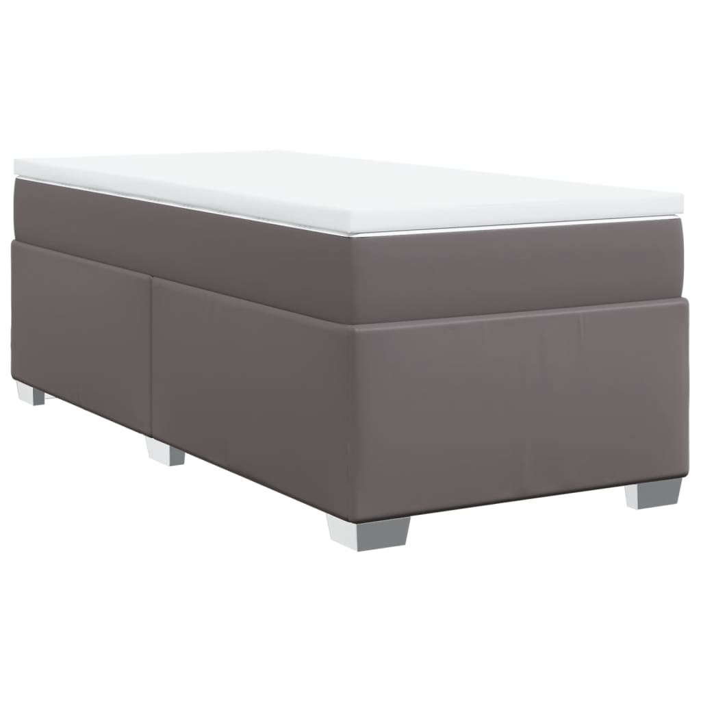 Boxspring met matras kunstleer grijs 80x200 cm