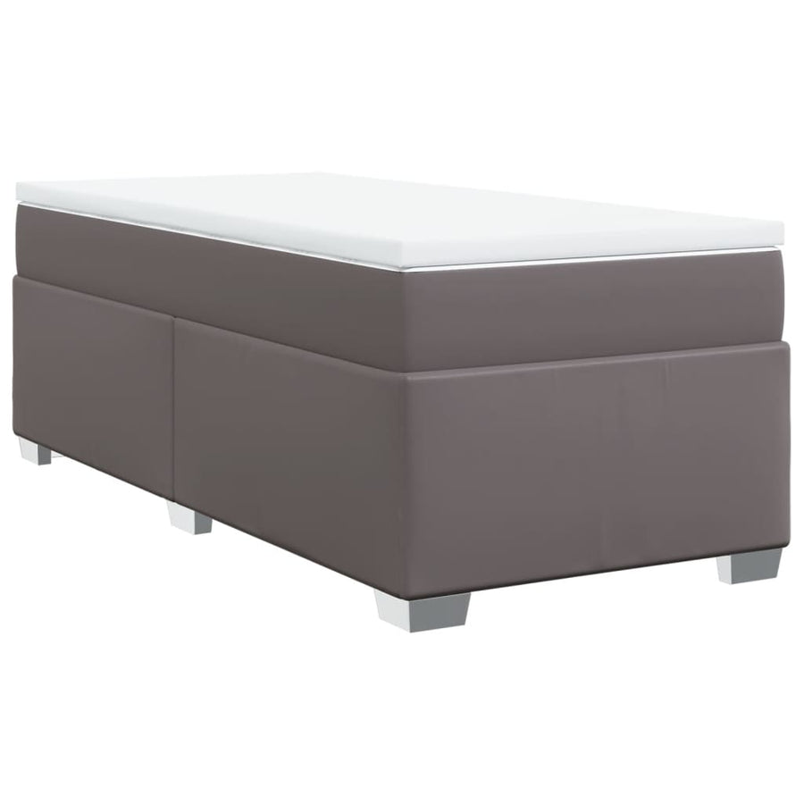 Boxspring met matras kunstleer grijs 80x200 cm