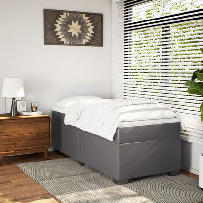Boxspring met matras kunstleer grijs 80x200 cm